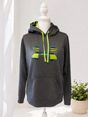 Under Armour Charcoal Hoodie with Neon Green Logo